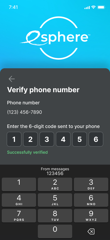 Verify identity screen