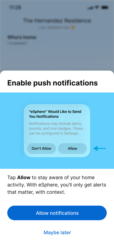 Allow notifications screen