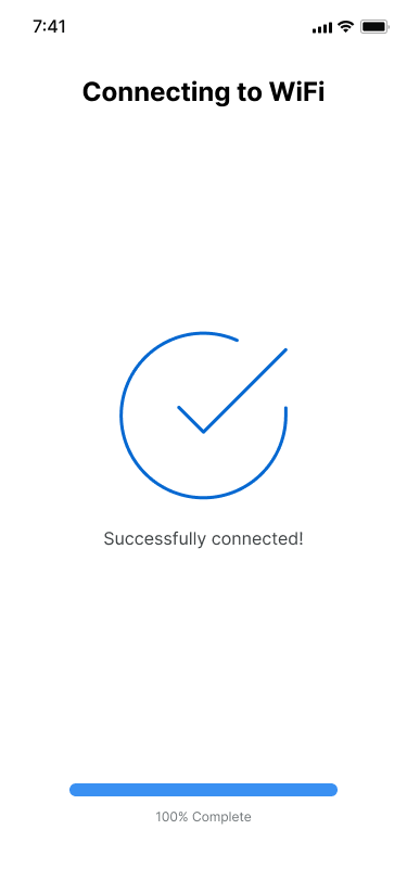 Connection confirmed screen