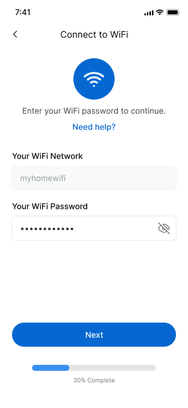 Connect to Wi-Fi screen
