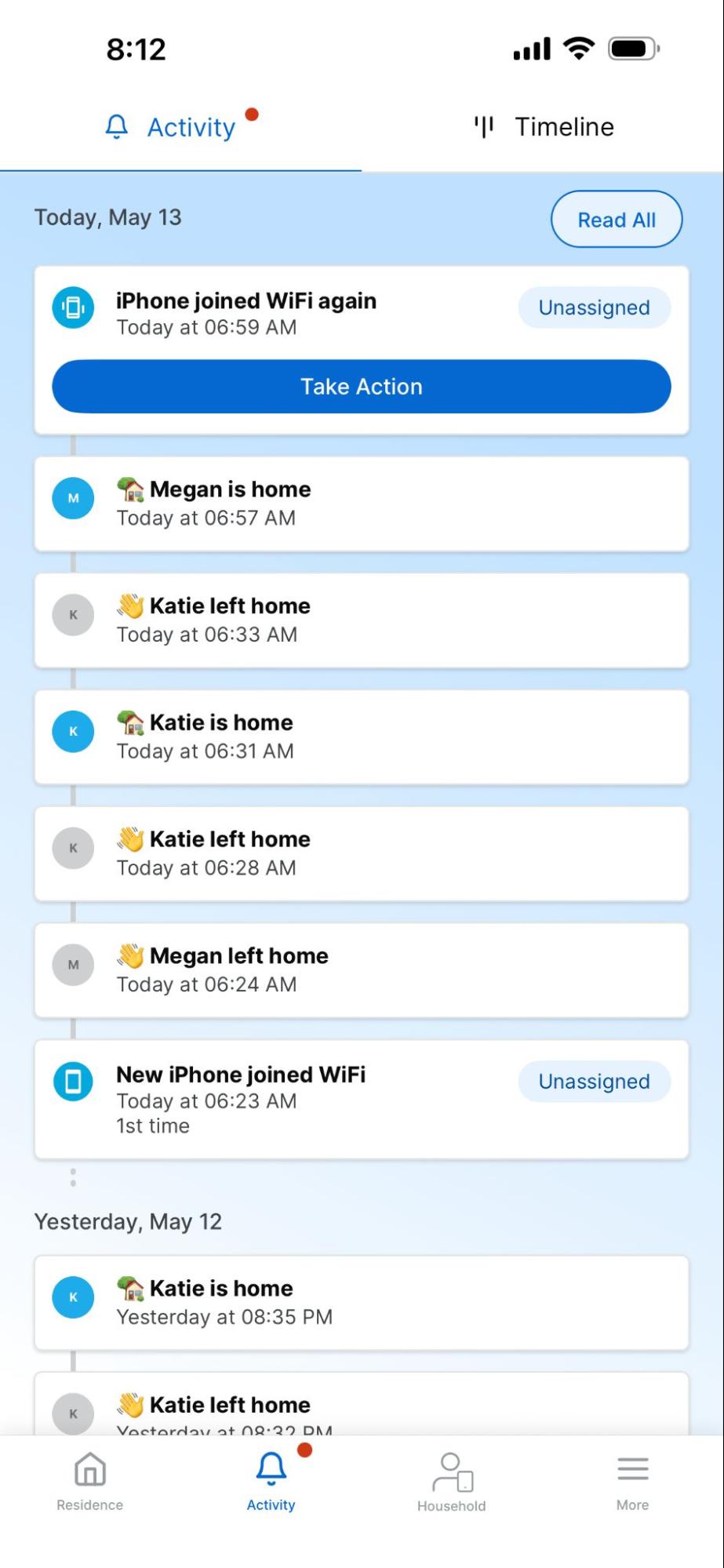 Select Take Action on the presence alert notification