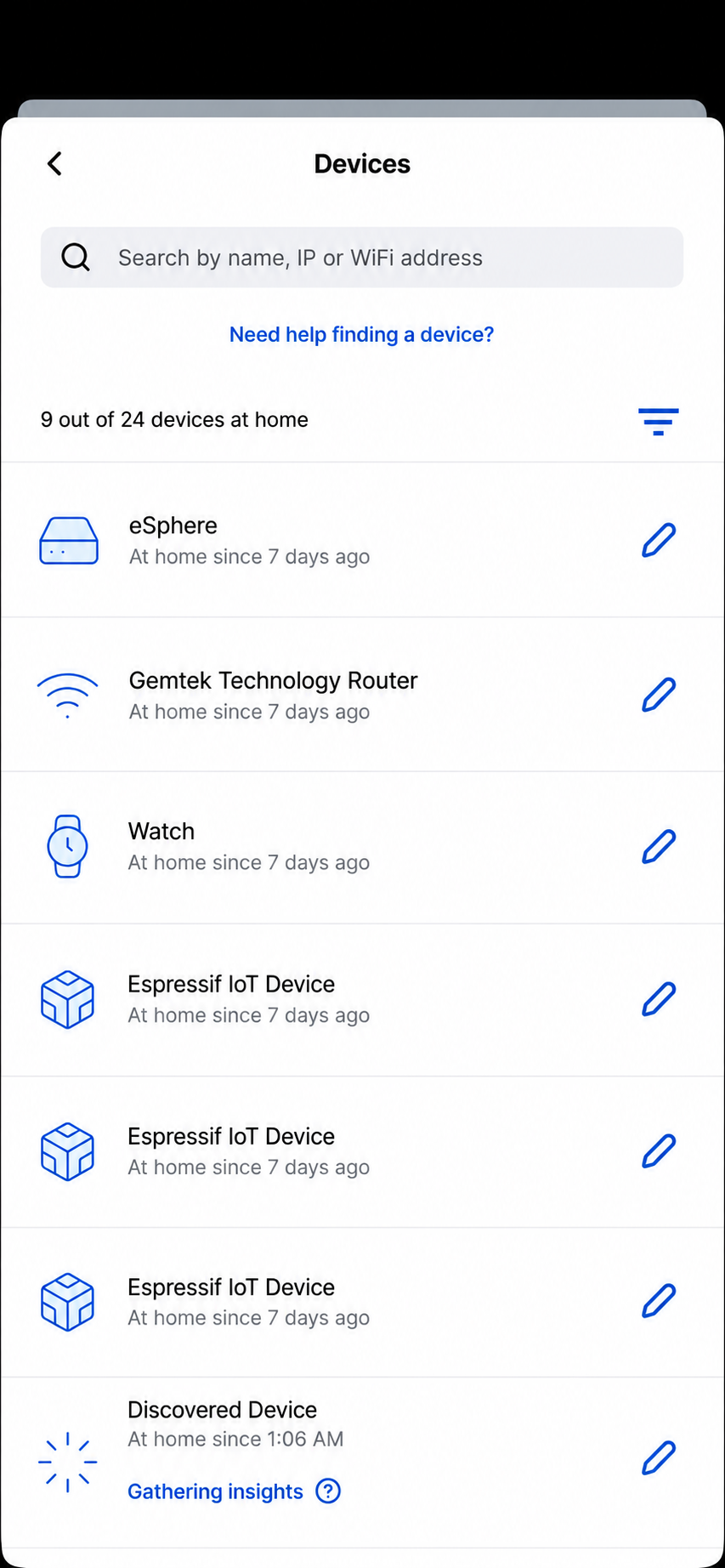 Select Search for device