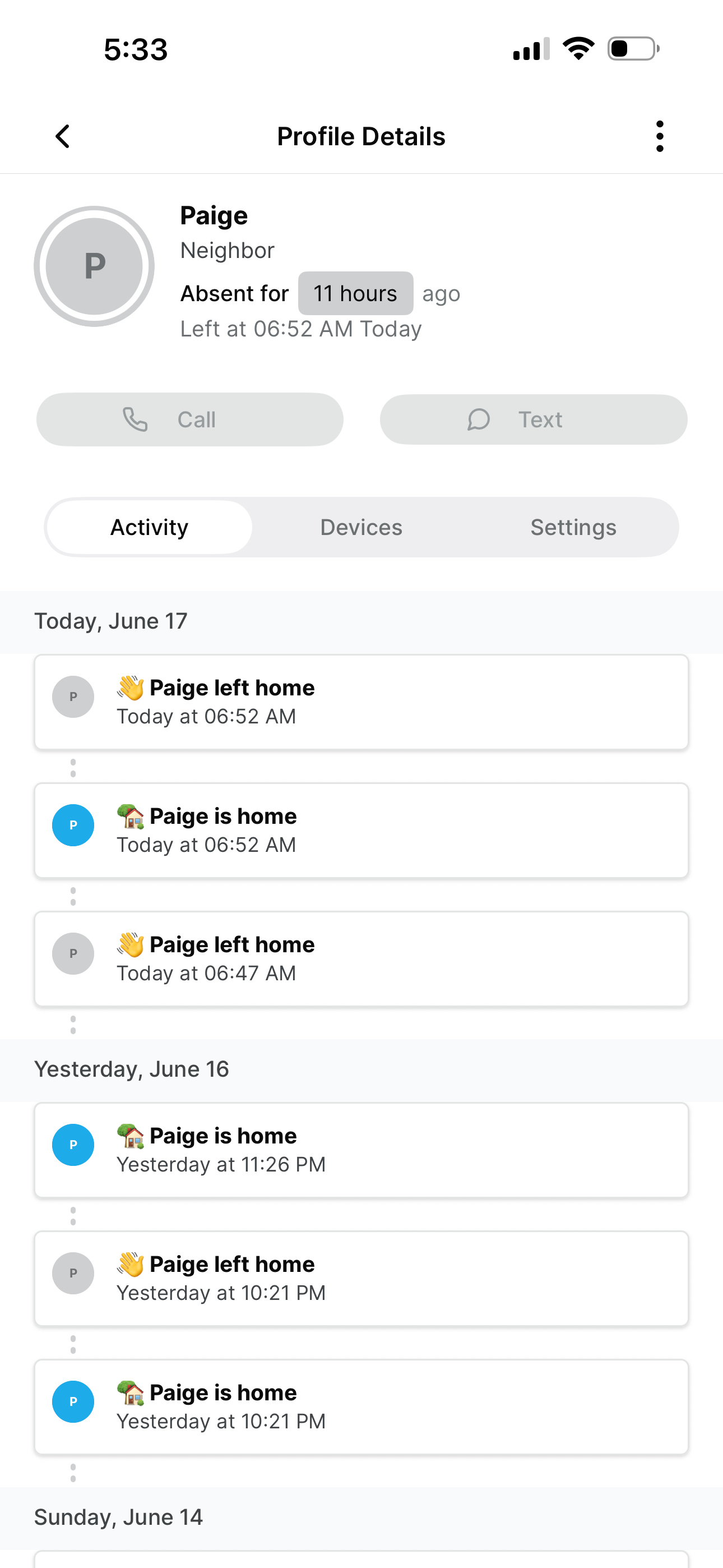 Visitor profile with three-dot menu in the top right