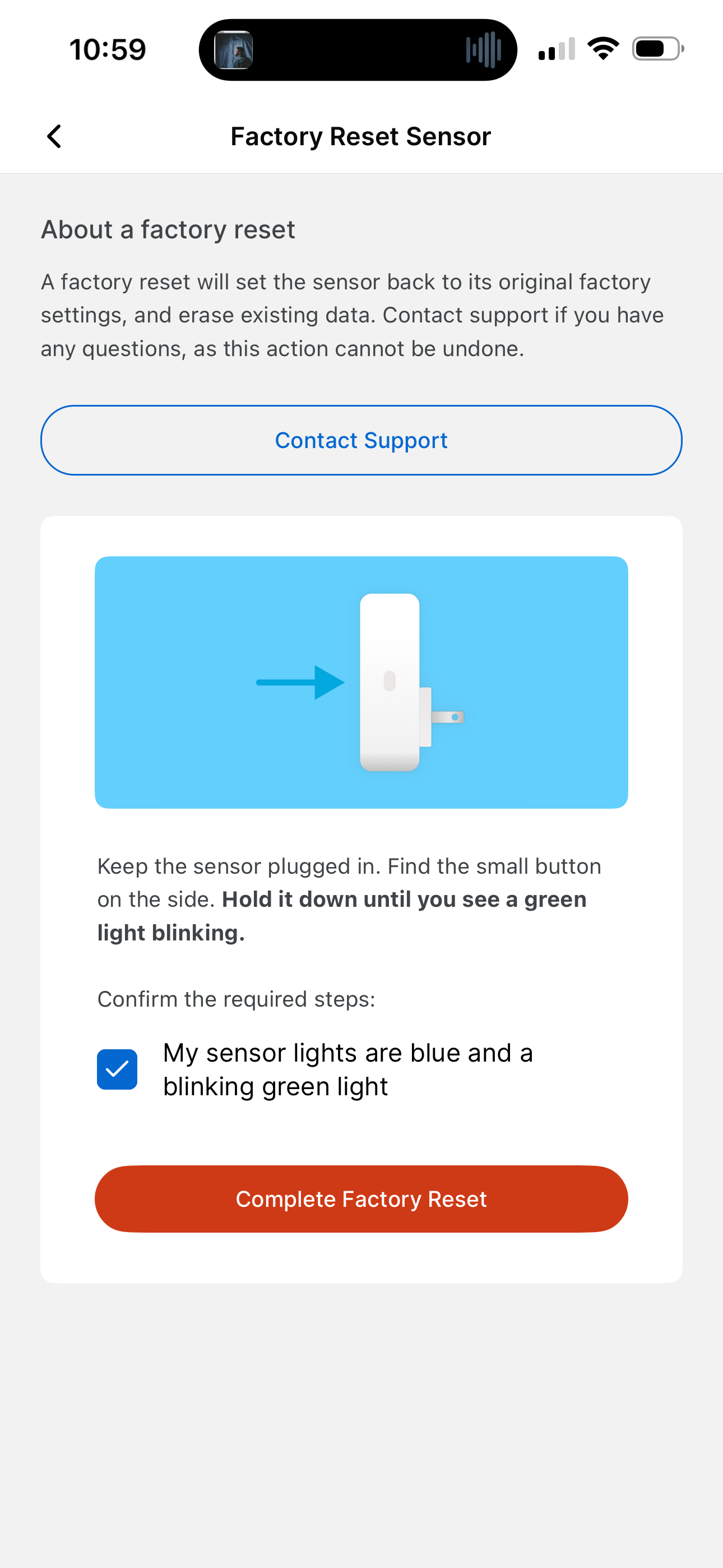 Tapping the Complete Factory Reset button