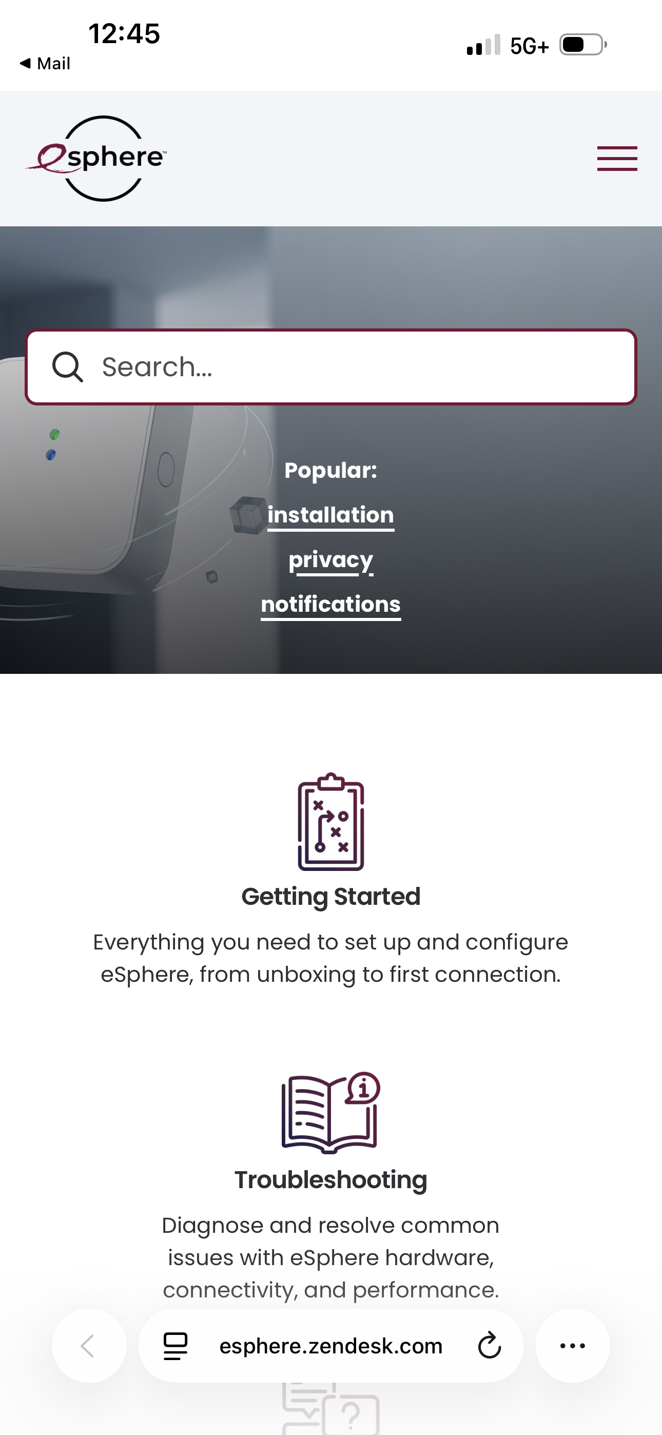 eSphere support portal at esphere.zendesk.com